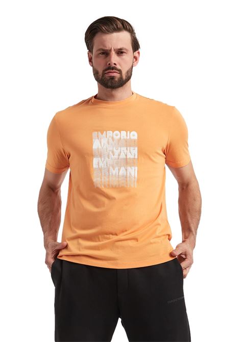 T-shirt in jersey Pima con stampa logo effetto 80ies EMPORIO ARMANI | T-shirt | 3R1TDE 1JPZZ0243